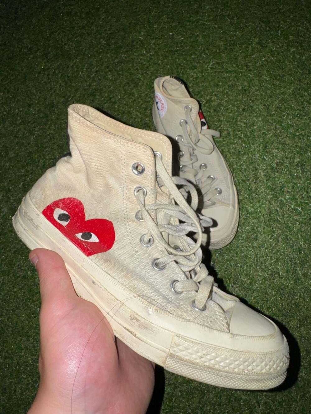 Converse x Comme des Garcons PLAY Chuck 70 High Size Men's 4 Milk White